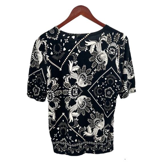 Talbots Floral Bird Print Short Sleeve Sweater - Picture 3 of 5
